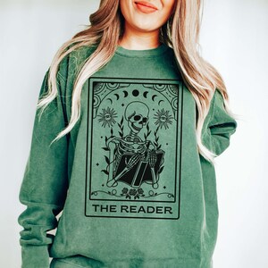 The Reader Tarot Card Sweatshirt Comfort Colors Sweatshirt Reading Crewneck Bookish Sweatshirt Book Tarot Card Sweatshirt Book Lover Gift