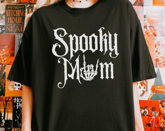 Comfort Colors Spooky Mom Shirt, Halloween Mama Shirts, Fall Mom Gift Idea, Spooky Mama Tee, Gothic Halloween Mom Shirt, Gift for Goth Mom