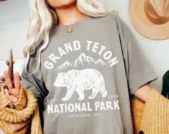Grand Teton National Park Shirt Comfort Colors Outdoor Gifts Granola Girl Aesthetic Camping Ohio Shirt Wyoming Shirt Jackson Hole Grizzly