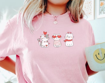Cat Valentine Shirt, Comfort Colors, Cute Valentine's Day Shirt, Gift for Cat Lovers, Cat T-Shirt, Funny Valentine, Cat Mom Shirt, Cat Lady