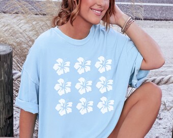 Hibiscus Flower Shirt, Coconut Girl, Hawaii Shirt, Preppy Shirt, Trendy Aesthetic Shirt, Comfort Colors, Summer Tee, Beach Shirt, Aloha Tee