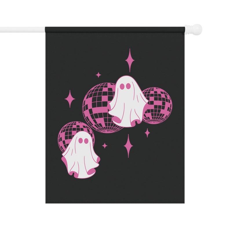 Disco Ghost Garden Flag, Halloween Garden Flag, Halloween Decorations, Pink Halloween Decor, Fall Garden Flag, Spooky Garden Flag, Ghosts image 4