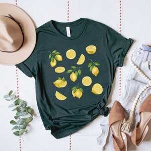 Lemon Fruit Shirt, Citrus Shirt, Cottagecore Clothing, Botanical Shirt, Lemon Lover Gift, Spring Shirts, Summer Aesthetic, Lemon Clothing Forest