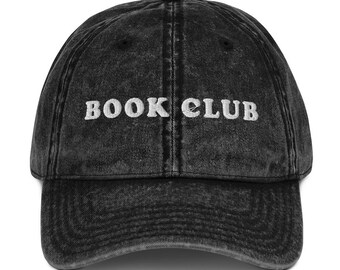 Book Club Vintage Cotton Hat, Book Lover Embroidered Hat, Reading Embroidered Dad Caps, Bookworm Hat, Librarian Hats, Bookish Gifts