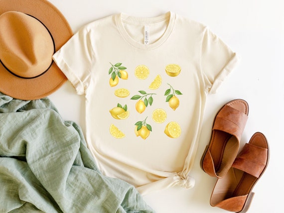 Lemon Fruit Shirt, Citrus Shirt, Cottagecore Clothing, Botanical Shirt, Lemon Lover Gift, Spring Shirts, Summer Aesthetic, Lemon Clothing