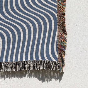 Image showcasing Abstract Woven Throw Blanket Trendy Bed Blanket Tapestry Retro Woven ...