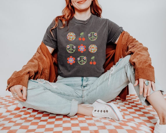 Retro Groovy Shirt, Disco Ball Shirt, Cherry Shirt, Retro Disco Shirt, 70s Style Shirt, Aesthetic Shirts For Women, Retro Flower, Trendy