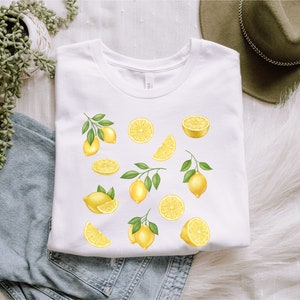 Lemon Fruit Shirt, Citrus Shirt, Cottagecore Clothing, Botanical Shirt, Lemon Lover Gift, Spring Shirts, Summer Aesthetic, Lemon Clothing White