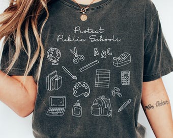 Protect Public Schools Shirt, Comfort Colors® Shirt, Teacher Doodle Shirt, Public Educator Gift, Support Public Schools Tee, Librarian Shirt