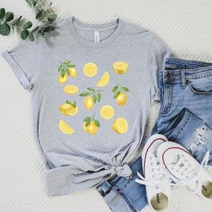 Lemon Fruit Shirt, Citrus Shirt, Cottagecore Clothing, Botanical Shirt, Lemon Lover Gift, Spring Shirts, Summer Aesthetic, Lemon Clothing Athletic Heather