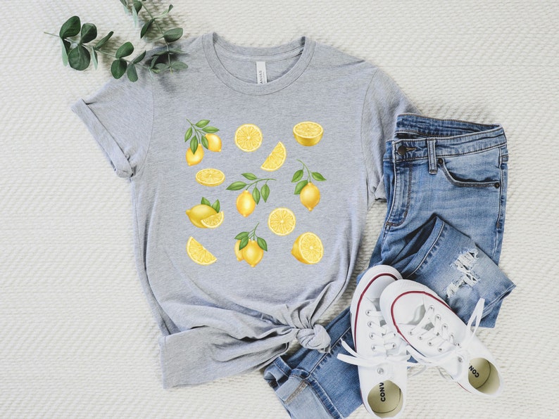 Lemon Fruit Shirt, Citrus Shirt, Cottagecore Clothing, Botanical Shirt, Lemon Lover Gift, Spring Shirts, Summer Aesthetic, Lemon Clothing Athletic Heather