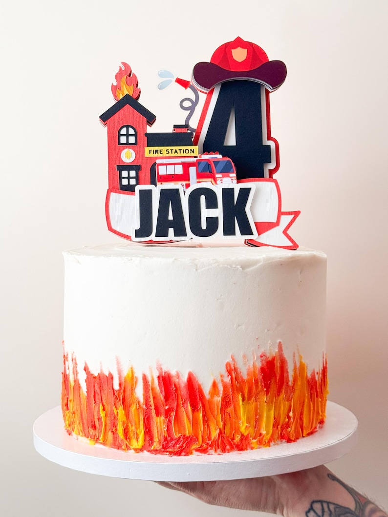 Fire Fighter Topper Personalized Firefighter Cake Topper | Fire Truck Birthday Party Decor ...