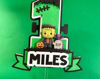 Frankenstein 1st Birthday Cake Topper: Halloween Monster Bash Decor