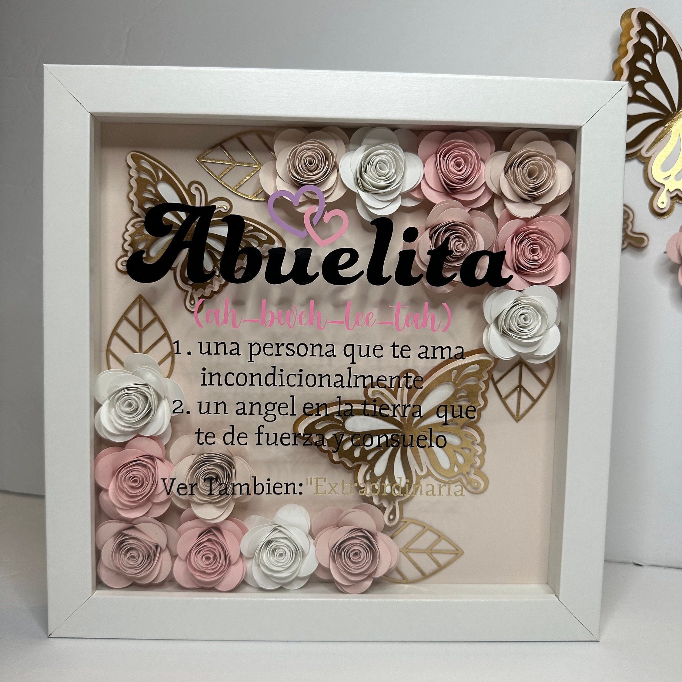 Custom Abuelita Flower Shadow Box Frame Handmade Paper Etsy