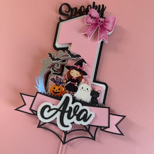 Personalized Halloween First Birthday Cake Topper: Spooky One, Witch, Ghost