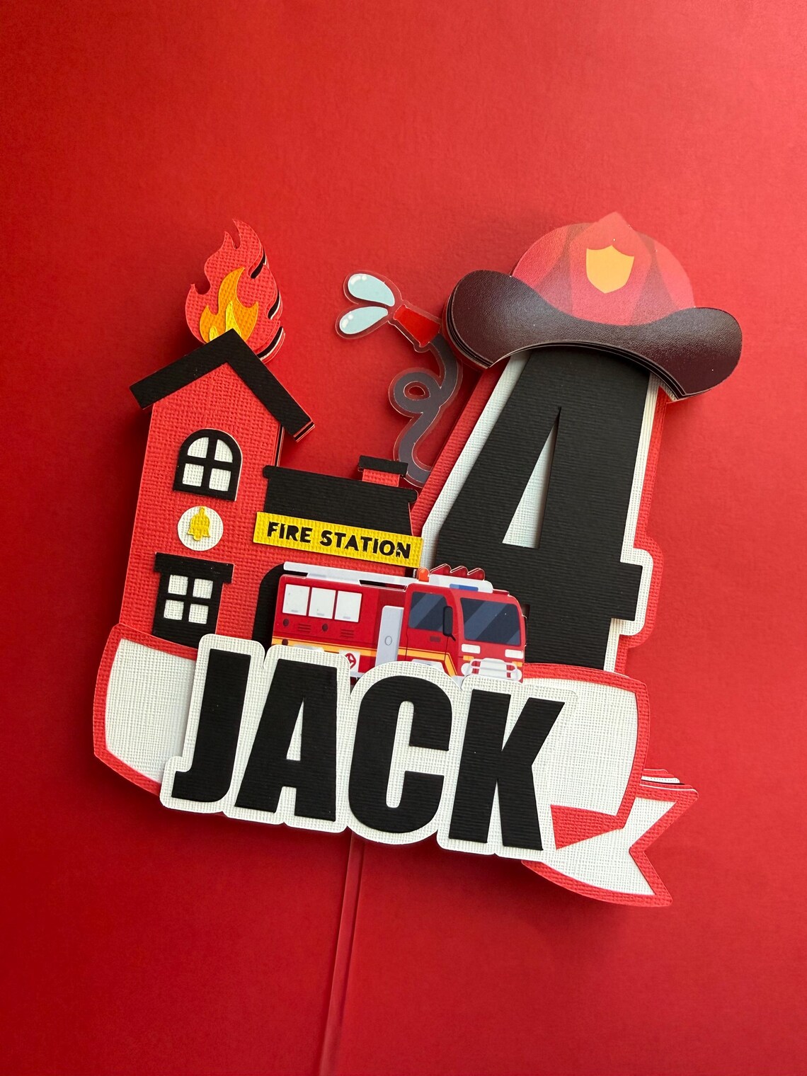 Fire Fighter Topper Personalized Firefighter Cake Topper | Fire Truck Birthday Party Decor ...