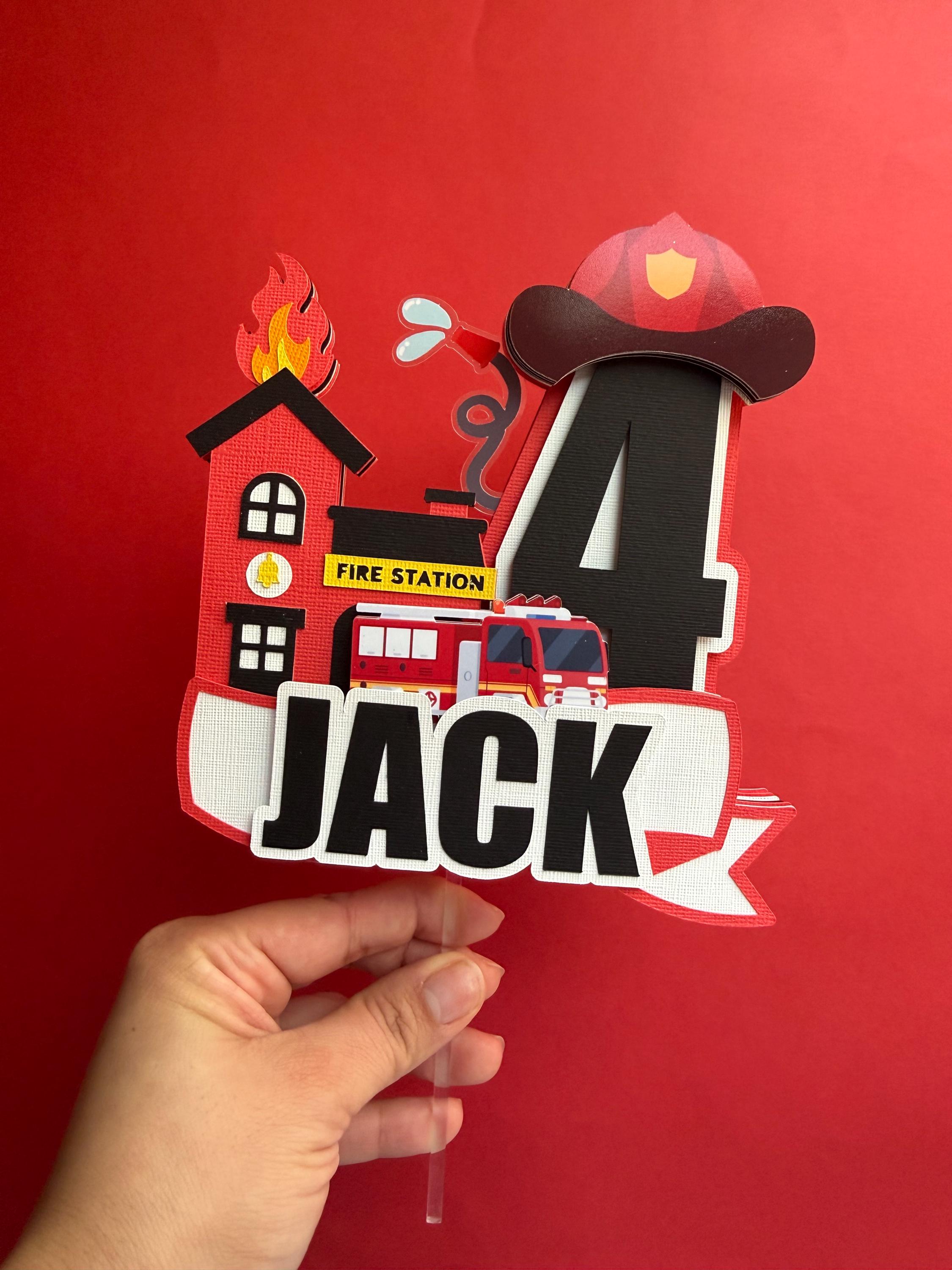 Fire Fighter Topper Personalized Firefighter Cake Topper | Fire Truck Birthday Party Decor ...