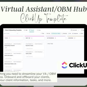 Virtual Assistant, OBM, Social Media Manager ClickUp Template, Client Management, Client Onboarding, Project Management