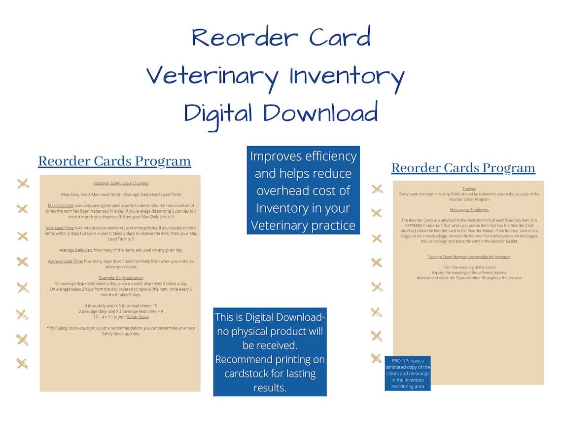 Veterinary Inventory Reorder Cards/veterinary Inventory/veterinary