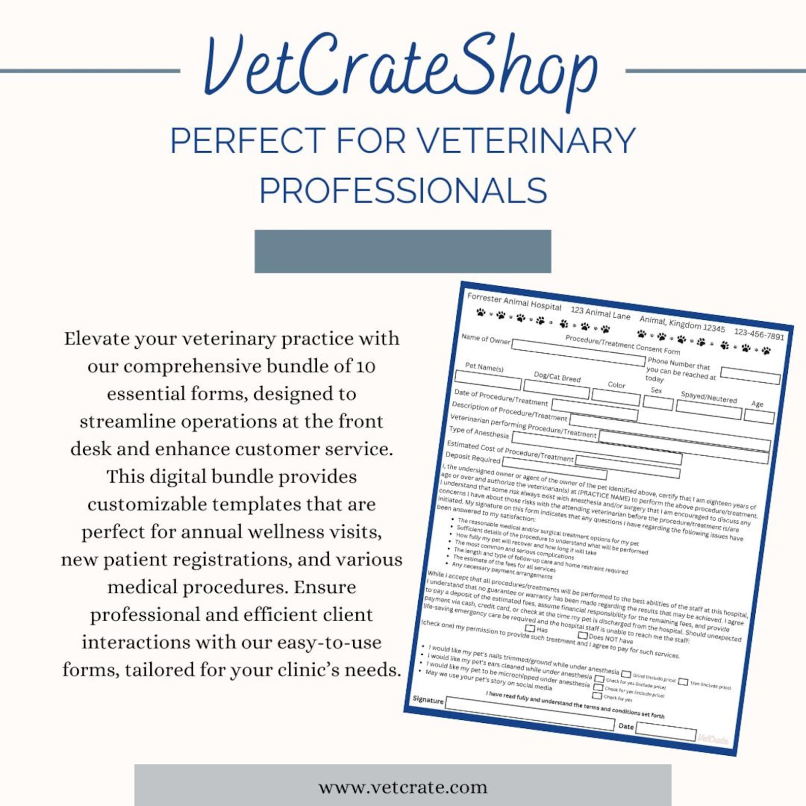 Veterinary Clinic Forms Bundle – Customizable Templates (digital ...