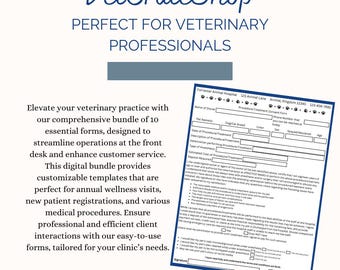 Pacchetto di moduli per cliniche veterinarie – Modelli personalizzabili (download digitale)