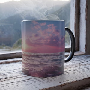 Sunrise Mug, Ocean Wave Mug, Beach Coffee Cup, Sunset Beach Mug, Nautical Mug, Color Changing Cup, Beach Lover Gift, Sunrise Beach Mug,