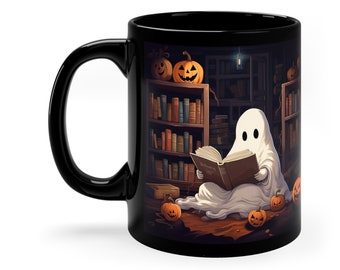 Halloween-Buch-Liebhaber-Kaffeetasse, Halloween-Geschenk, Housewarming-Party-Geschenk, Geist-Becher, neues Zuhause-Geschenke, gespenstische Bücher-Becher, Schwester-Geschenk
