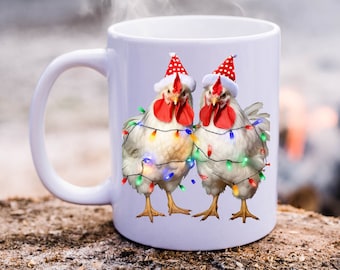 Julkycklingljusmugg, julklapp, god julmugg, rolig julmugg, julmugg, rolig kaffemugg, julfestmugg