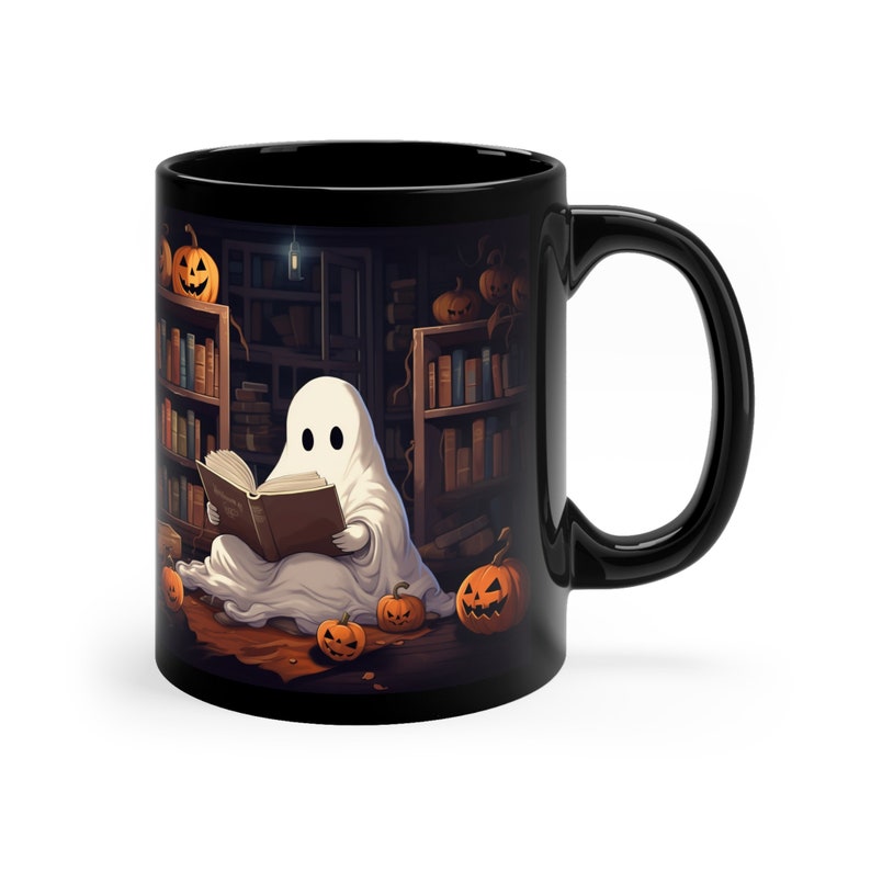 Halloween Book Lover Coffee Cup, Halloween Gift, Housewarming Party Gift, Ghost Mug, New Home Presents, Ghostly Bookish Mugs, Sister Gift image 3