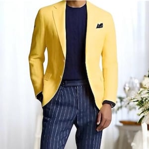 Dinner Host Jackets, Yellow Coat: Dinner Blazer, Mens Party Wear Blazers, Notch Lapel Coat