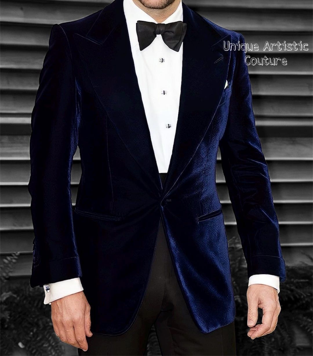 Navy Blue Velvet Cheap Priced Unique Dress velour Men's blazer Jacket For Men Sale for Men