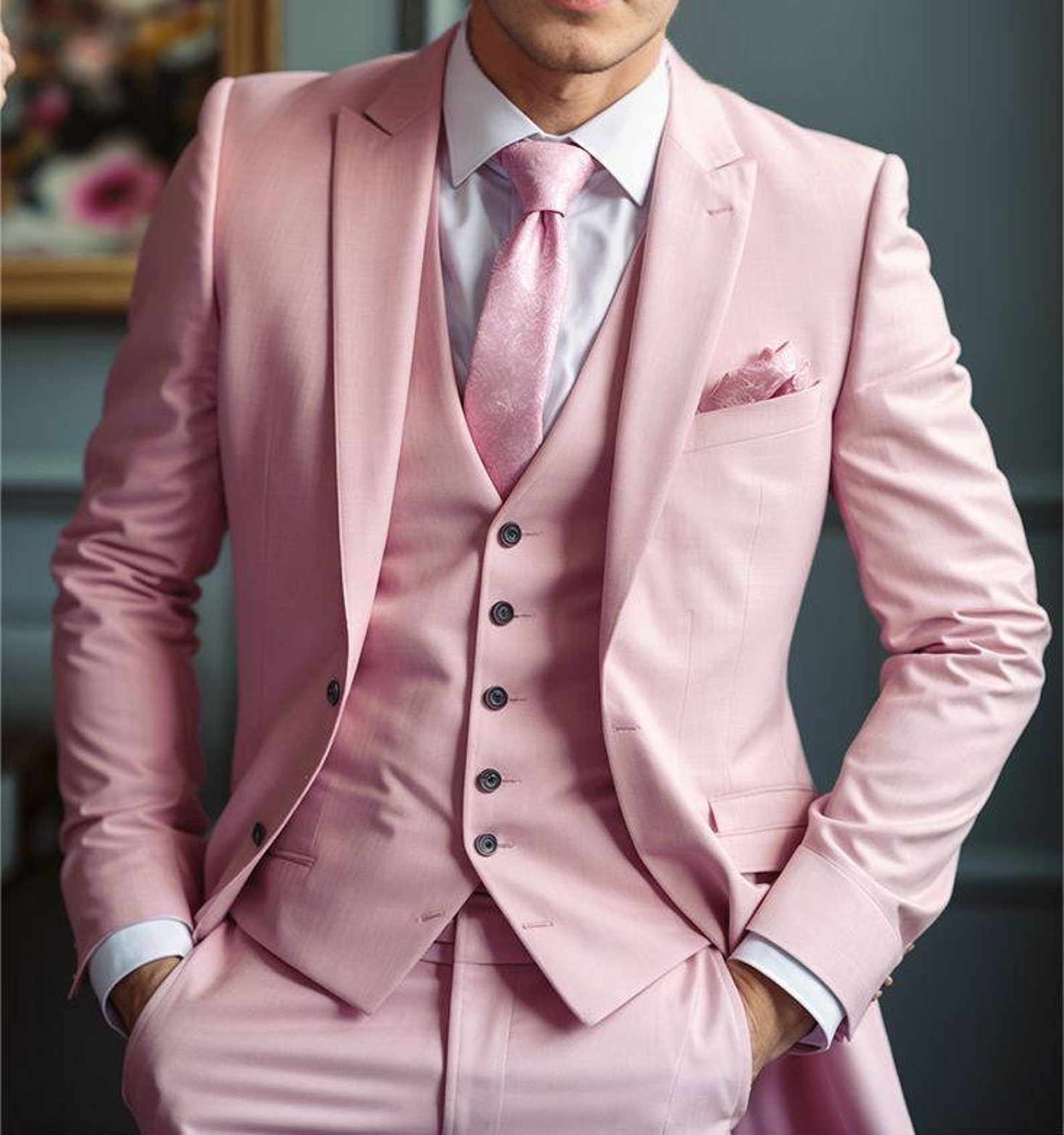 Men’s Pink Color Suit, Groom Wear Bespoke, Men Dinner Party Wear, 3 — free download