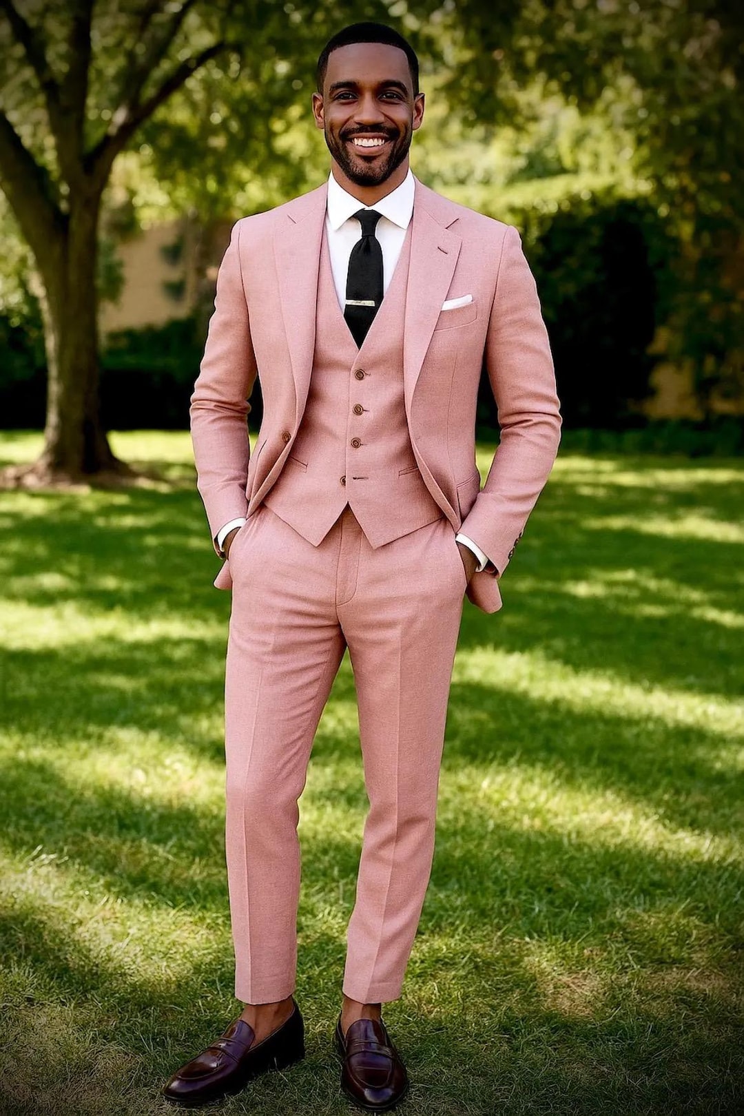 Light Pink 3-Piece Suit: All Fabric Made Suits, Wedding, Party Wear