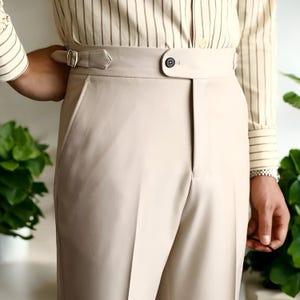 Men’s Gurkha Trousers | Ride Formal Pants, Men Business Pants, with Pleated | Regular Fit Trousers | Button Closure | New Year Gifts