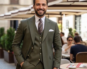 メンズスーツ オリーブグリーンスーツ - メンズウェディングスーツ