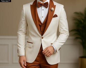 Groomsmen Wedding, 3 Piece Suits, Luxury Elegant Suits. For Men gifts