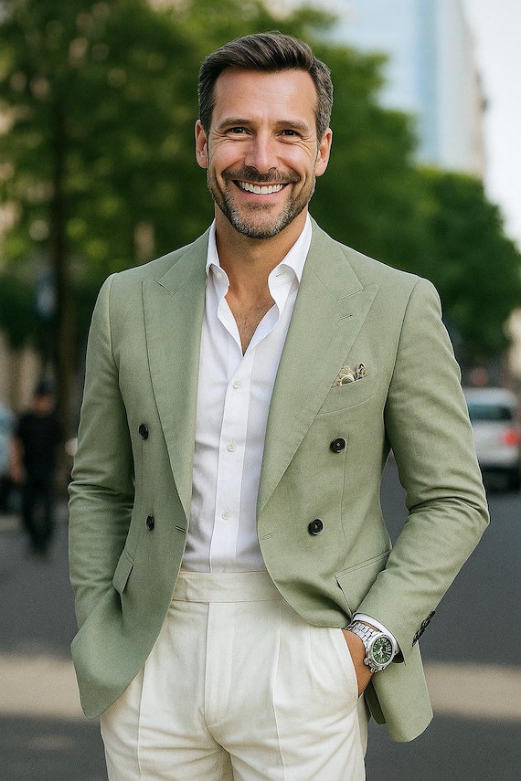 sage green dress jacket Mens Blazer, Green, Double Breasted Coat: Formal Blazer, Wedding Jackets product_of_the_week