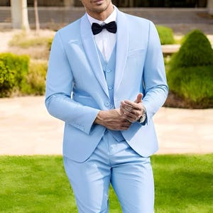 Slim Fit Blue Suit: Two-Piece Cotton Blend Tuxedo