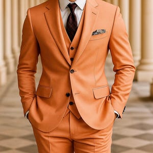 Peach Wedding Suit for Men: Unique Artistic Two-Button Fashion Suit