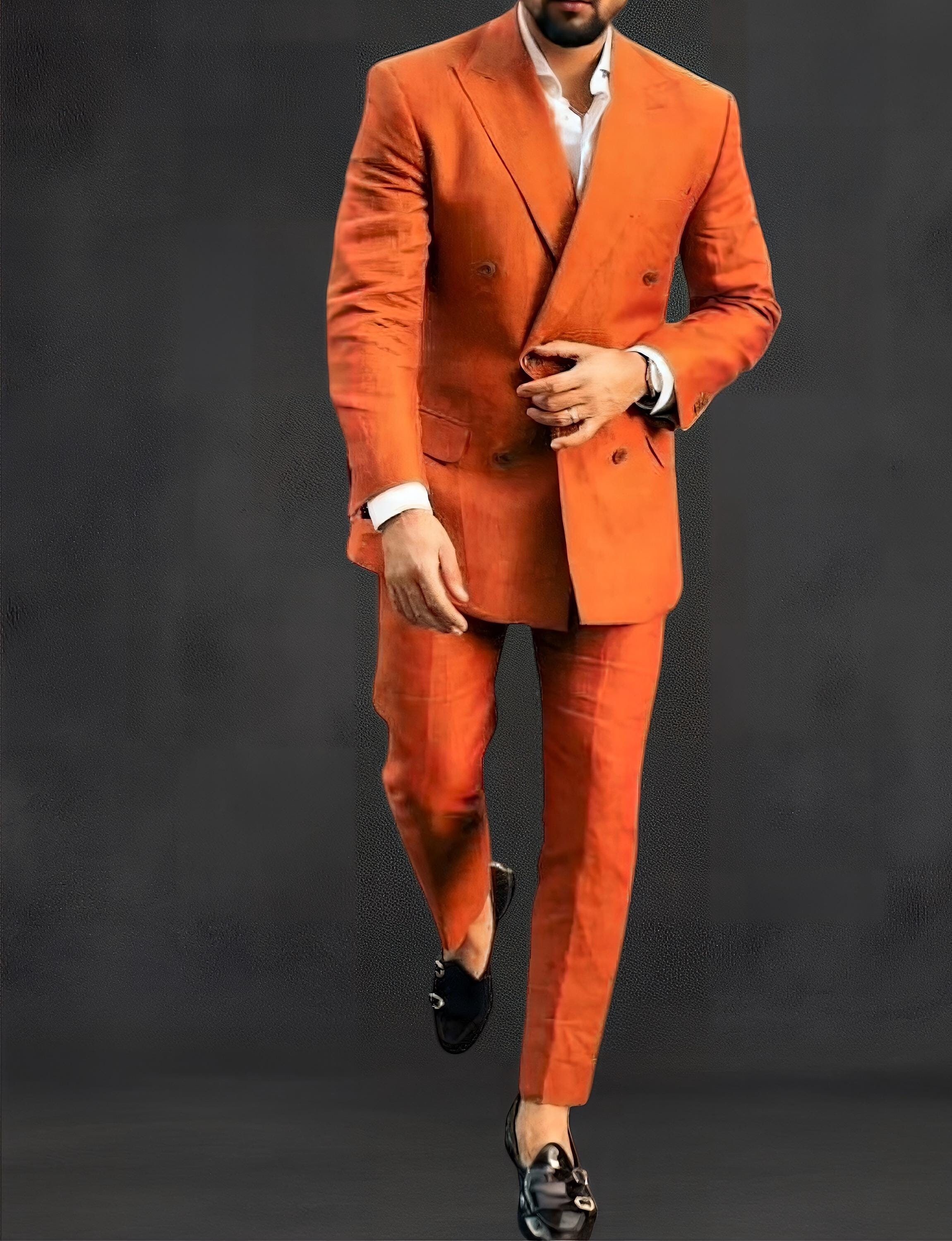 Double Breasted Burnt Orange Suit - Etsy