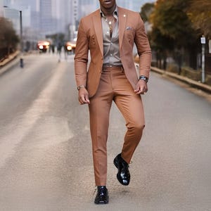 Men&#39;s Suit Two Button Suit, Men Peach Color Wedding Suit, Timeless Fashion For Modern Gents, Perfect for Business & Special Occasions