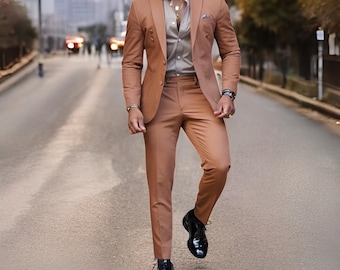 Men's Suit Two Button Suit, Men Peach Color Wedding Suit, Timeless Fashion For Modern Gents, Perfect for Business & Special Occasions