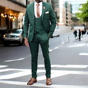 3 Piece Wedding Suit Men Suits Men Green Three Piece Dinner Party Wear Suit Groom Suit For Wedding Gift