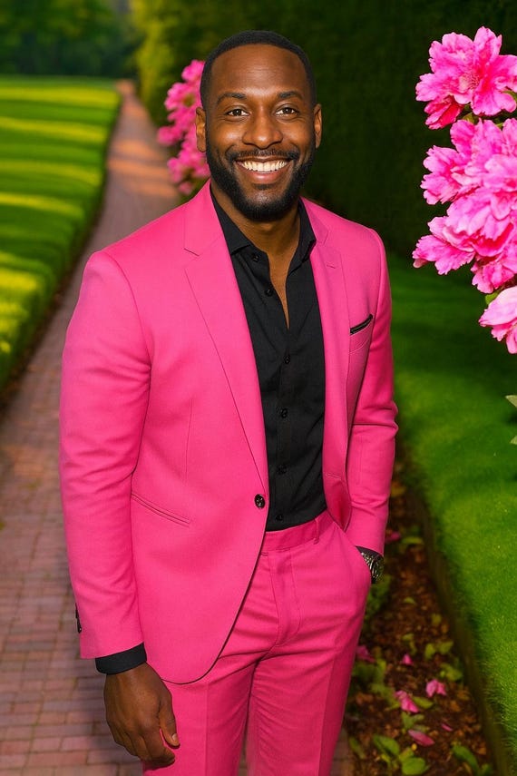 Men's Pink Wedding Grooms Suits, Shawl Lapel Fashion Suit: Luxury Men Suits Handmade