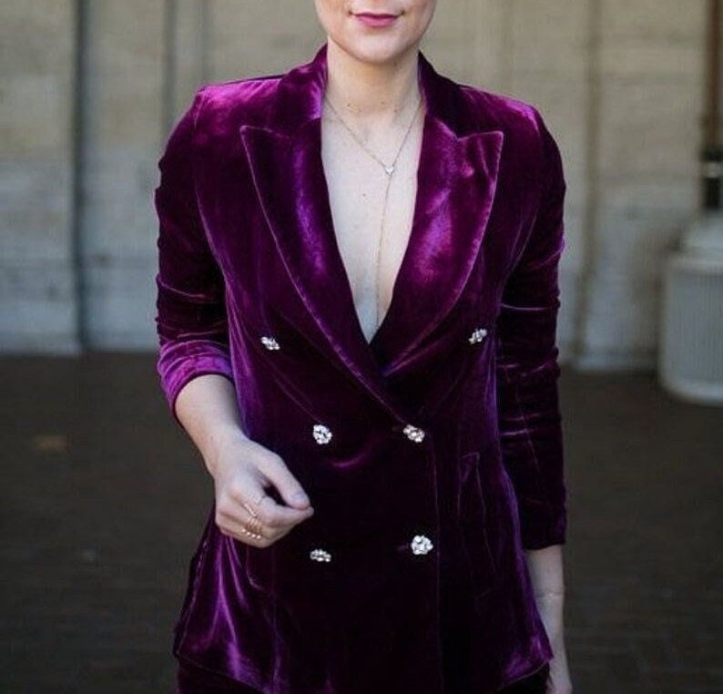 Plum velvet shop blazer womens