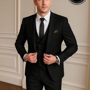 Men Black Suits, For Men, Groomsmen Wedding Three Piece Suits, New Year  Suits, Men Luxury Black Suits, Christmas gifts