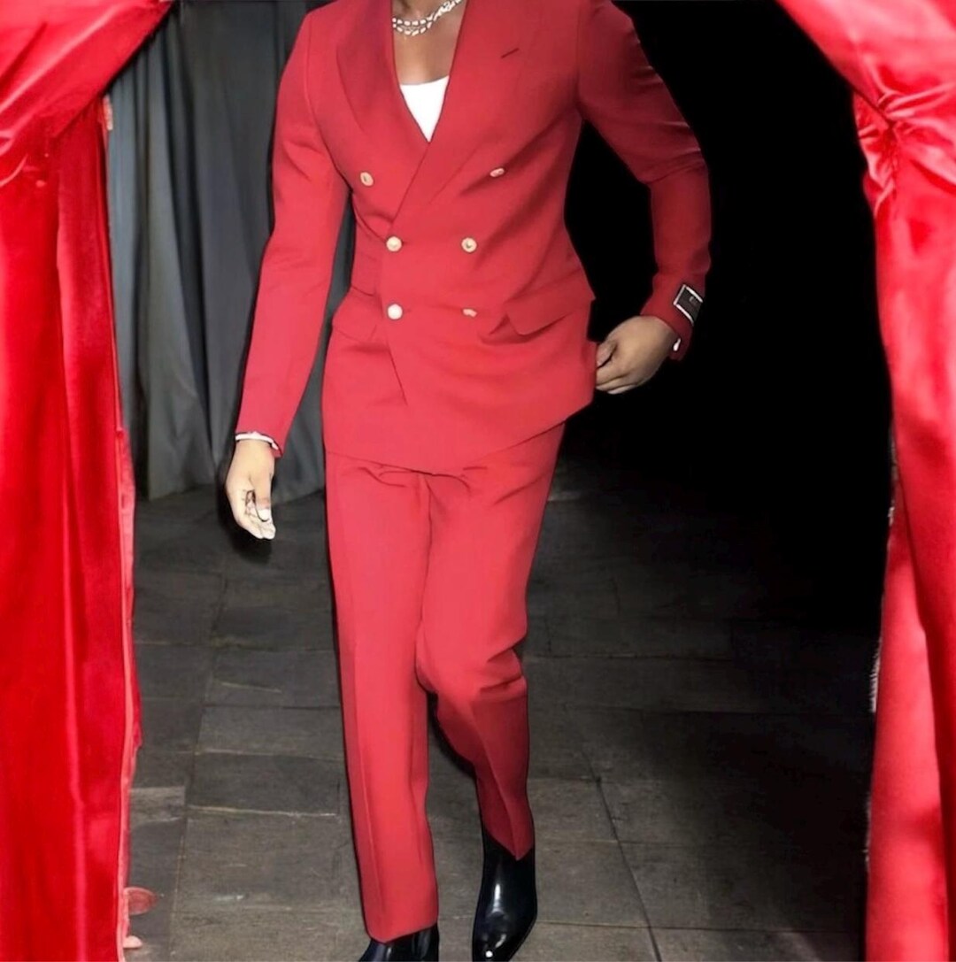 2 Piece Casual Red Prom Suit for Men main image 1