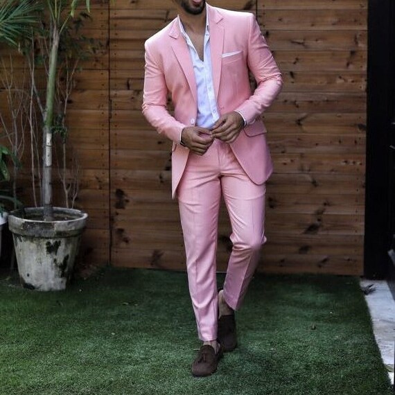Pink slim deals fit suit