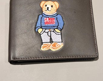 Polo Ralph Lauren Men's Polo Bear Brown Leather Billfold Wallet