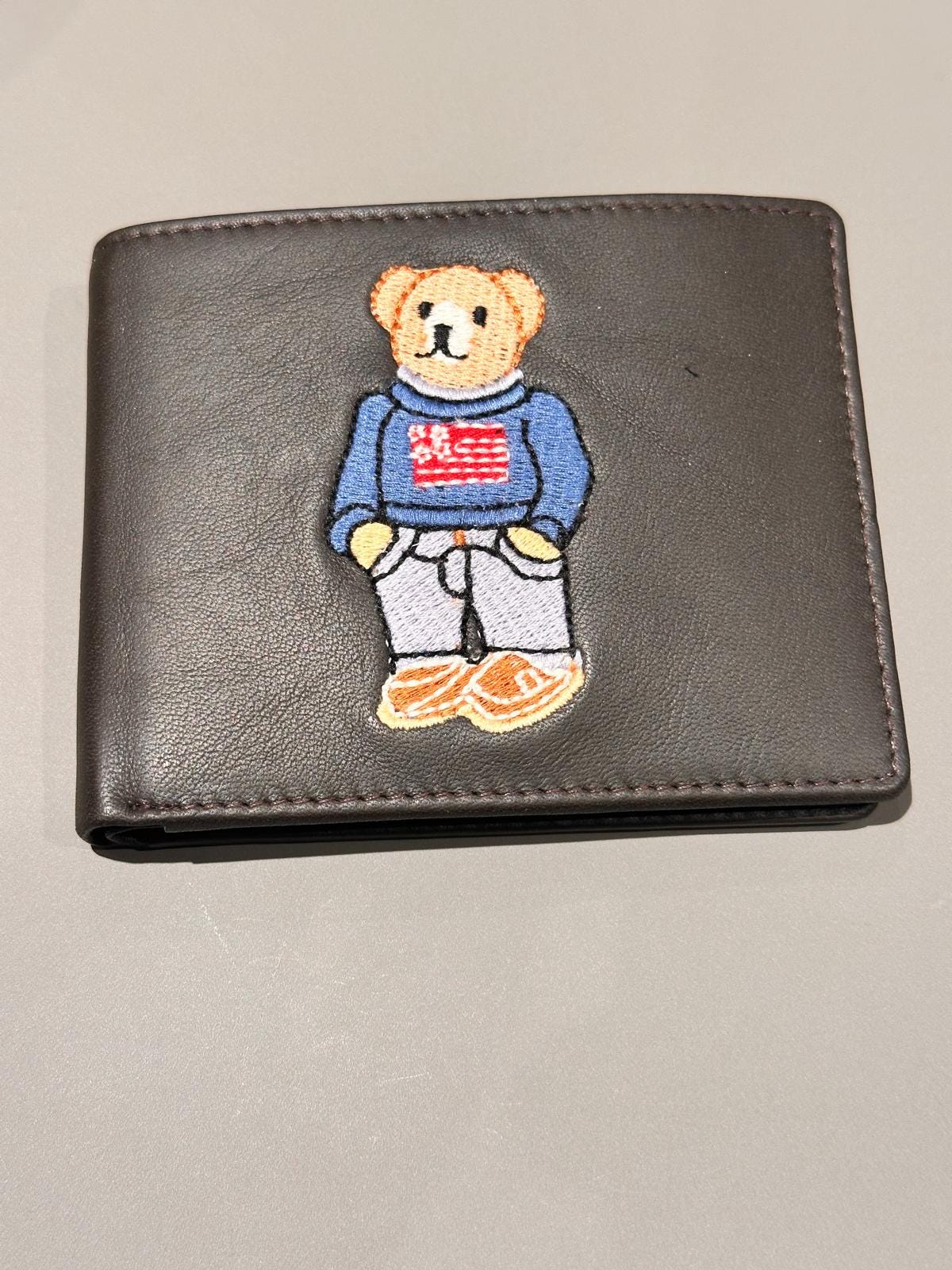 Polo Ralph Lauren Men's Polo Bear Brown Leather Billfold Wallet
